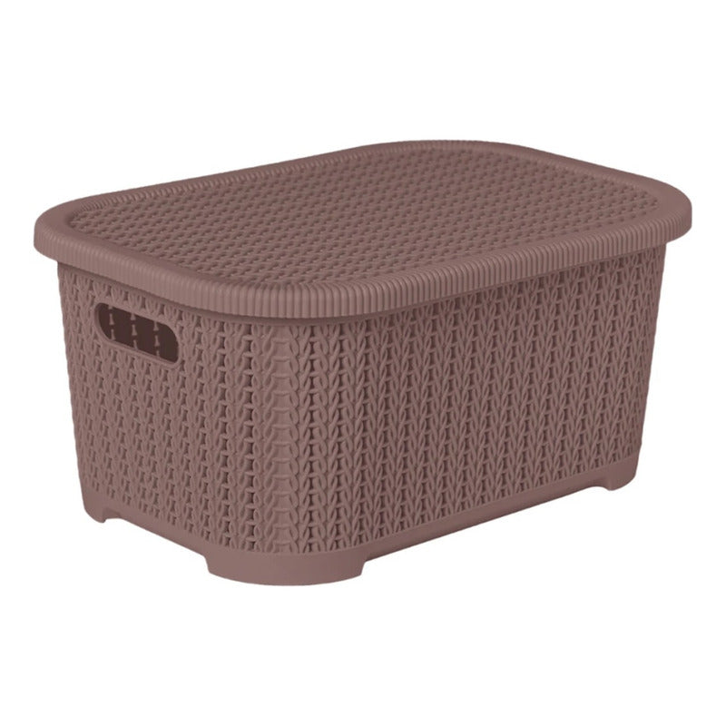 Canastos Caja Organizador Rattan Exahome X 6 Con Tapa Marron Marrón