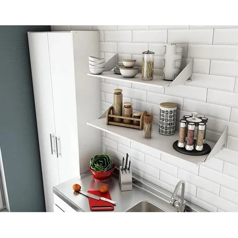 Estante Con Mensulas Exahome 80x20 Repisa Unico 18mm Bazar Blanco