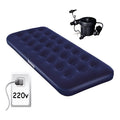 Colchon Inflable 1 Plaza + Inflador Electrico 220v Camping Azul