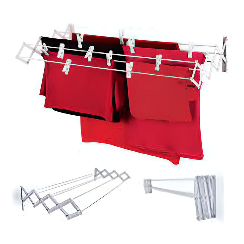 Tendedero Tender Mor De Pared Ropa Plegable Acero 1 Metro Blanco