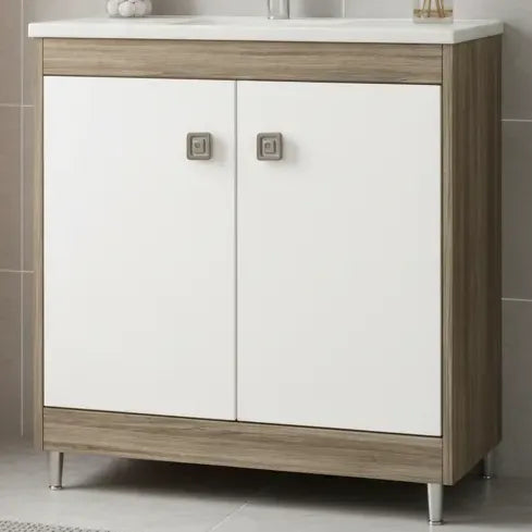 Vanitory Exahome Premium Con Bacha Y Espejo 60cm Exclusivo Cartagena Blanco Sin Agujeros