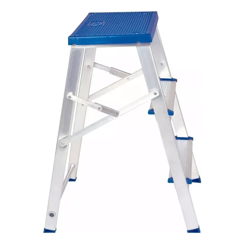 Banqueta Banco Con 3 Escalones Plegable Para Alacena 120kg Cromado Gris