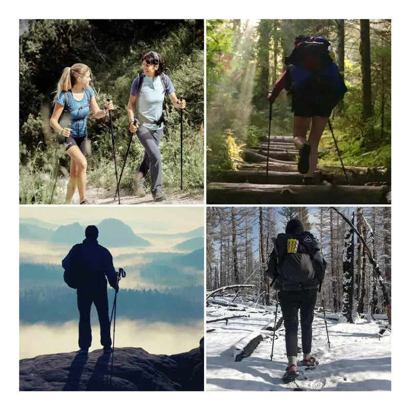 Baston De Trekking Plegable Telescópico Aluminio 65-135cm Color Azul