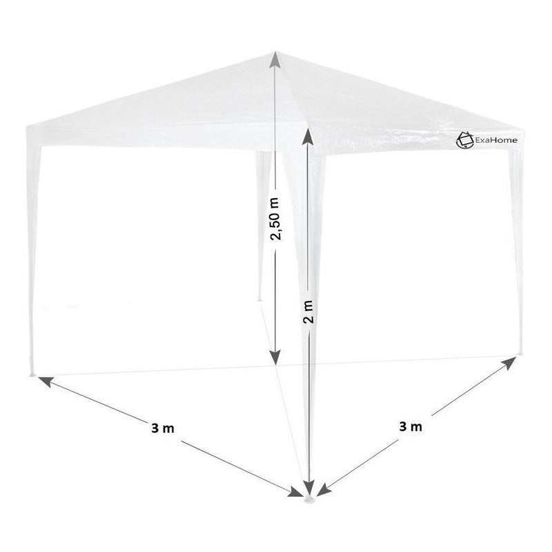 Gazebo De Rafia 3x3 Puerta Paredes Ventanas + Bolso Exahome Blanco