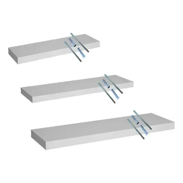 3 Estantes Flotantes Repisa Mensula Invisible 40 + 60 + 80cm Blanco