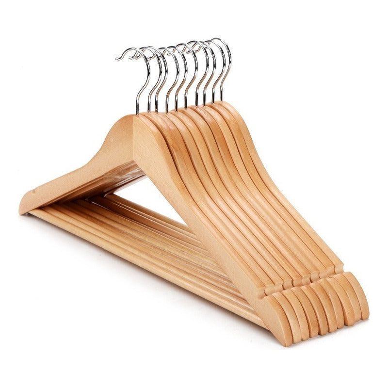 Perchas Exahome Madera Pack De 30 Unidades Color Natural