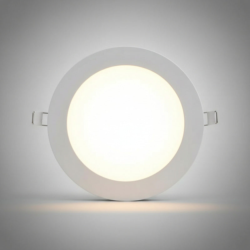 Plafon Panel Led Embutible Redondo 18w Calido Pack 5u Blanco Cálido