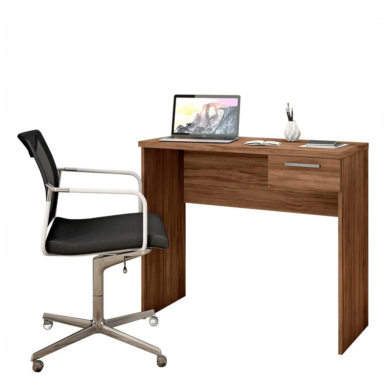 Escritorio Mesa De Computación Con Cajón Corredera Metálica Blanco