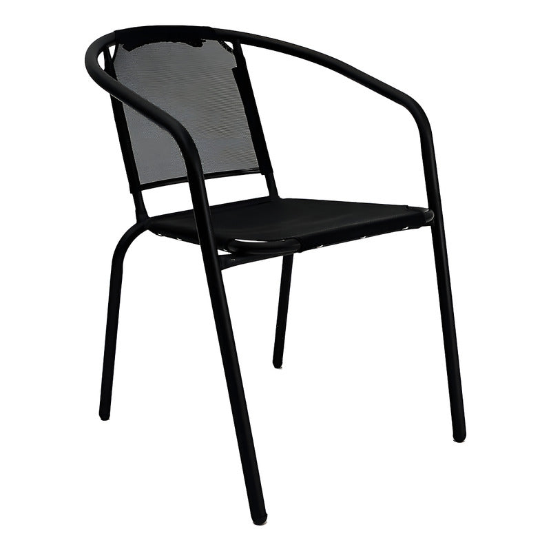Silla Jardín E Interior Apilable Hogar Elegante Diseño Color Negro