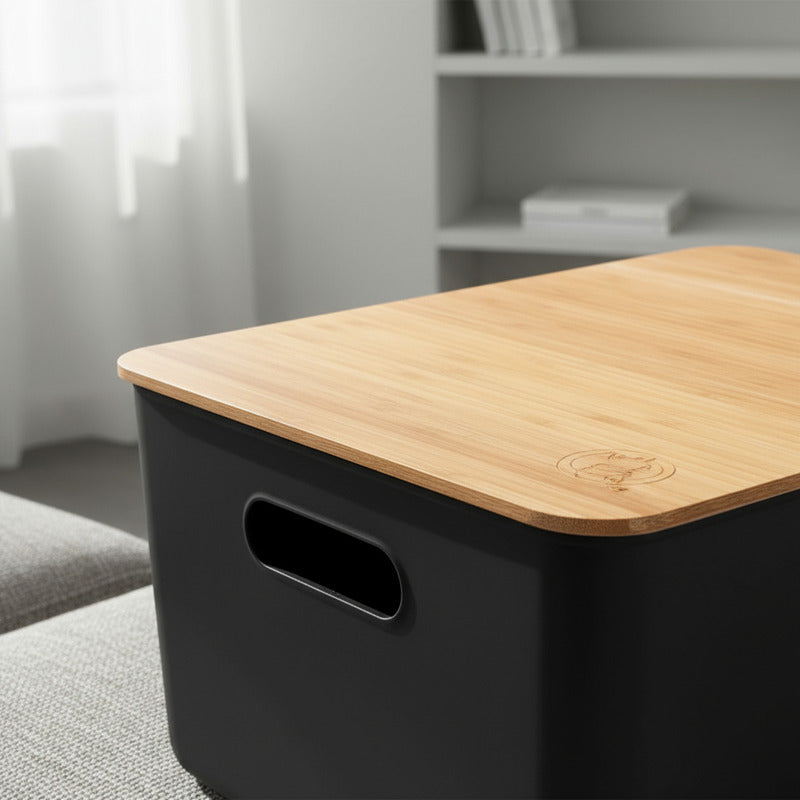 Cajas Organizadoras Paris Tapa De Madera Exahome X 3 Cajas