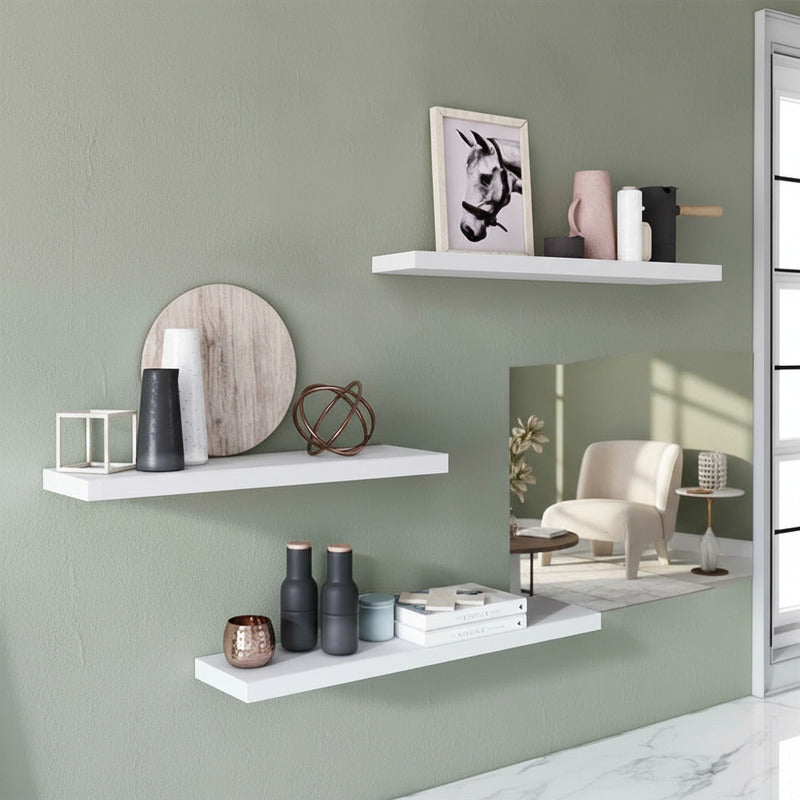 Estante Flotante Repisa Ménsula Invisible 60x20x1.8 Exahome Blanco