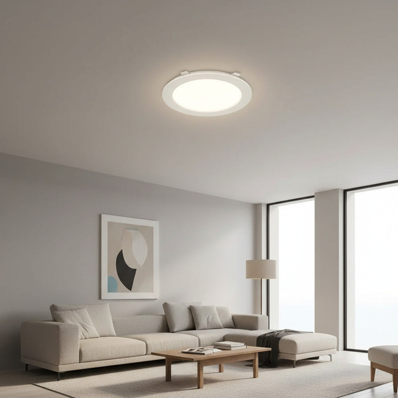 Plafon Panel Led Embutible Redondo 18w Calido Pack 5u Blanco Cálido