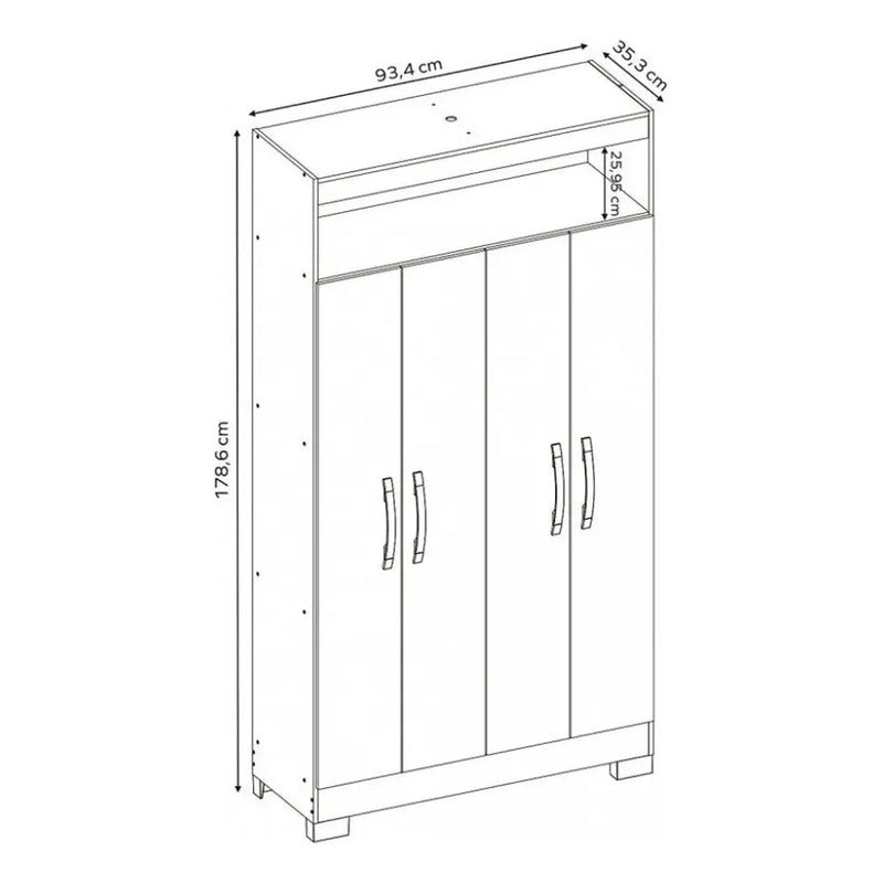 Placard Premium Ropero Exahome Multiuso 4 Puertas Exclusivo Blanco