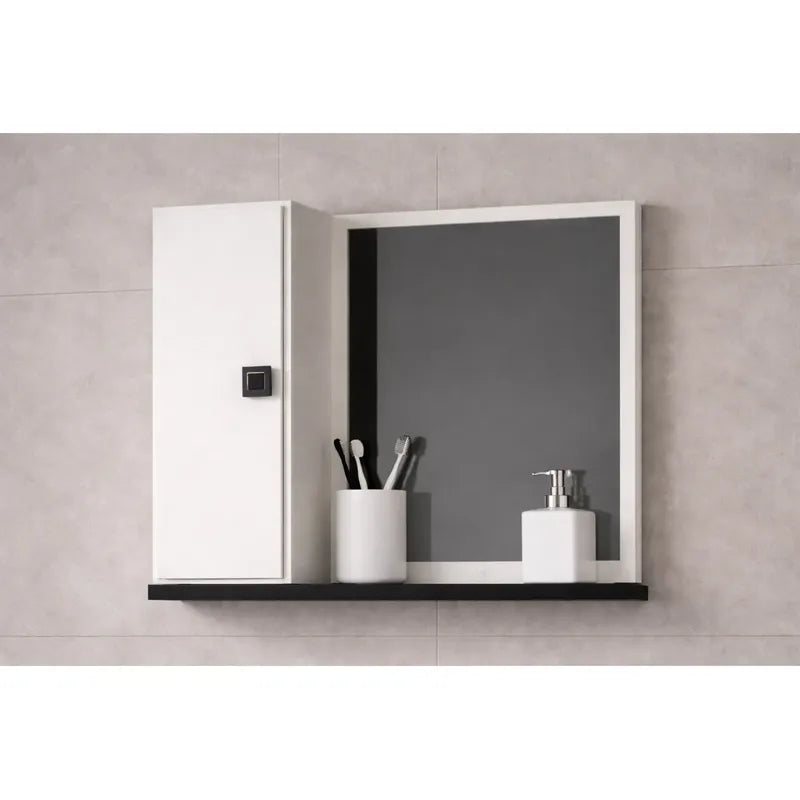 Vanitory 60cm Premium Con Bacha Y Espejo Exahome Exclusivo Blanco Sin Agujeros