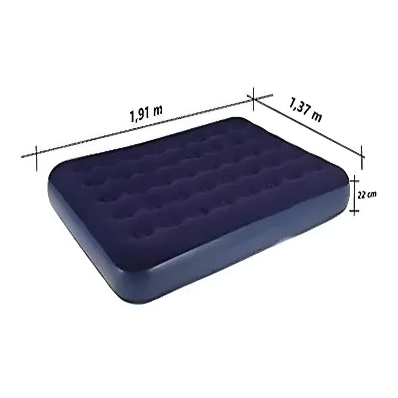 Colchon Inflable Bestway 2 1/2 Plaza 2 Almohadas E Inflador Color Azul