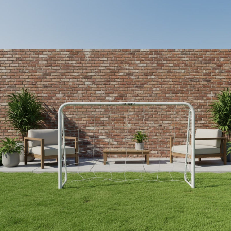 Arco De Futbol Exahome Metalico 80x50x30 Desarmable Con Red Blanco