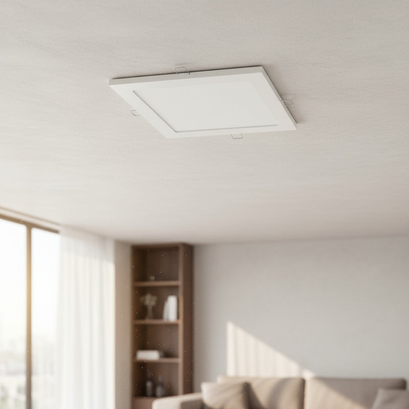 Plafon Cuadrado Led Embutible 18w Luz Calida Pack 10u Blanco Cálido