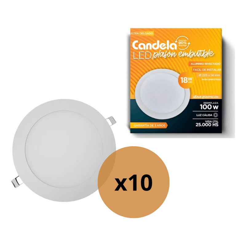 Plafon Panel Led Embutible Redondo Tienda Oficial Blanco Cálido
