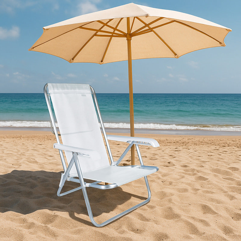 Silla Reposera Playa Pileta Jardin Playera Camping Exahome Blanco