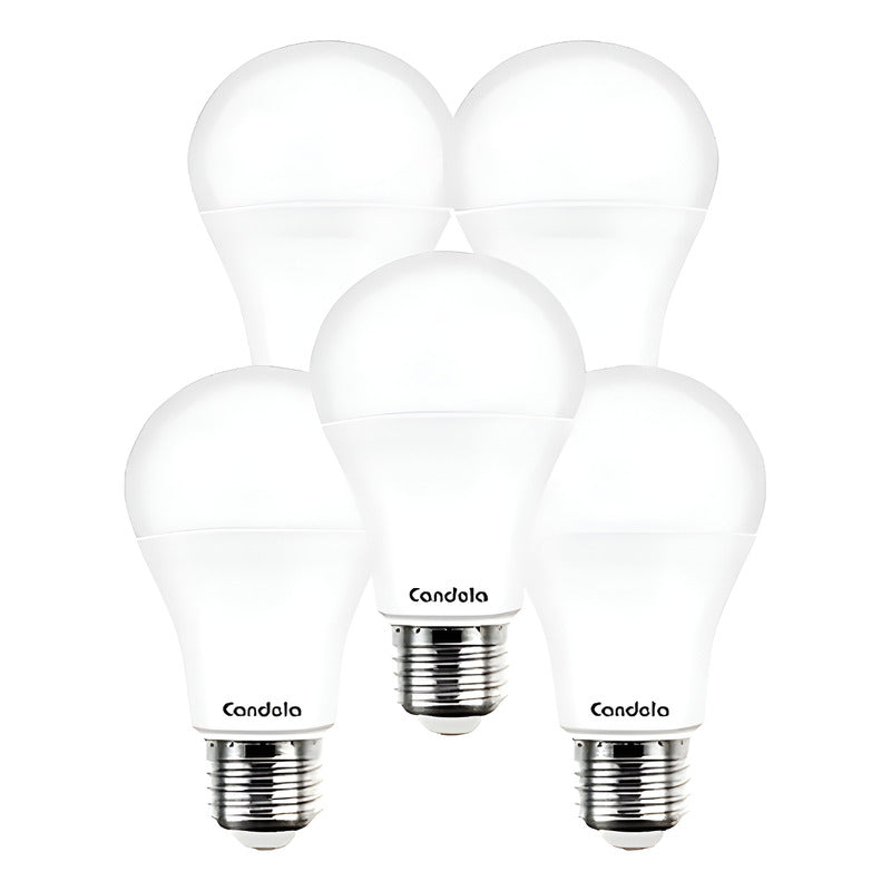 Lampara Led Foco Clasica A60 7w Calida Pack 5u Blanco Cálido