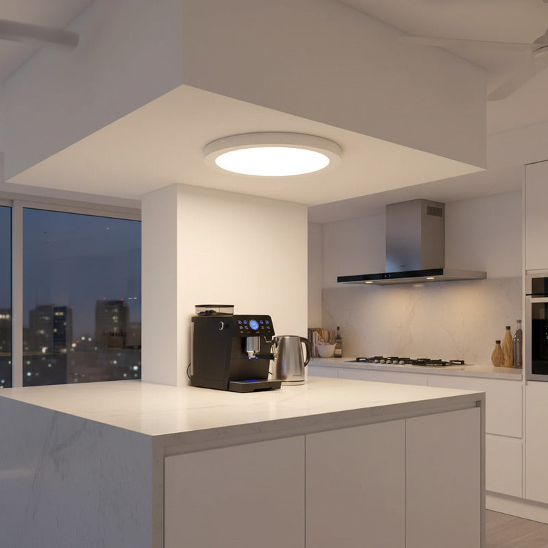 Plafon Panel Led Embutible Redondo 18w Calido Pack 10u Blanco Cálido