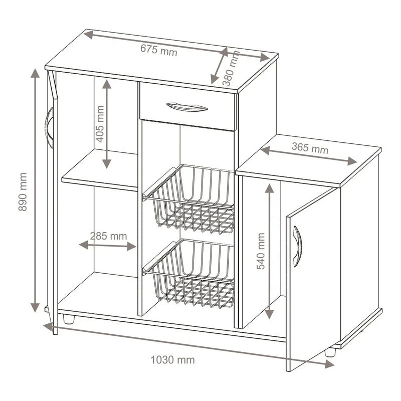 Mueble Frutero Organizador Exahome Porta Microondas Cocina Blanco