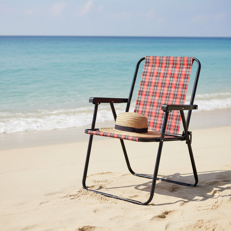 Reposera Silla Alta Exahome Acero Playa Camping Plegable Cua Verde Oscuro