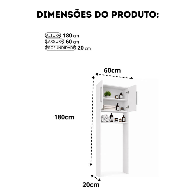 Mueble Sobre Inodoro Alacena Estante Armario Baño Organizado Blanco