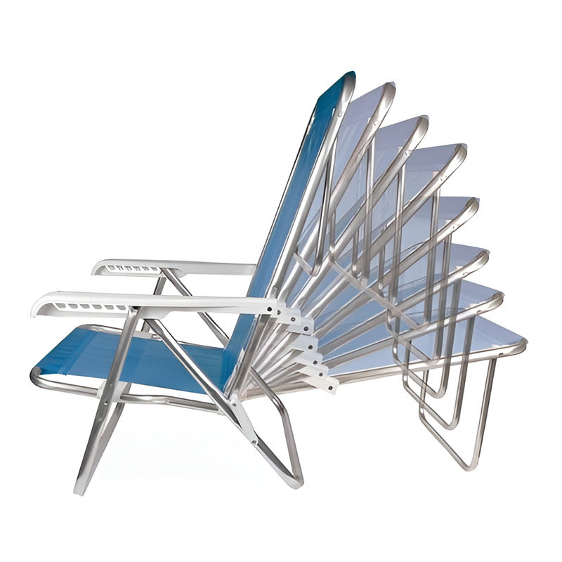 Reposera Silla Aluminio 8 Posiciones Exahome Playa Camping Azul