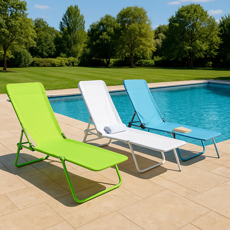 Silla Reposera Cama Playera Reclinable Plegable Casa Parque