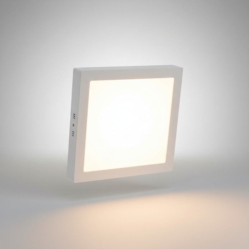 Plafon Con Base Cuadrado 12w Led Luz Calida Pack 5u Blanco Cálido