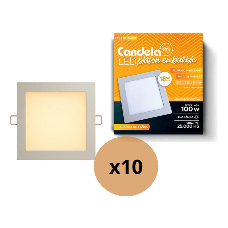 Plafon Cuadrado Led Embutible 18w Tienda Oficial Blanco Cálido