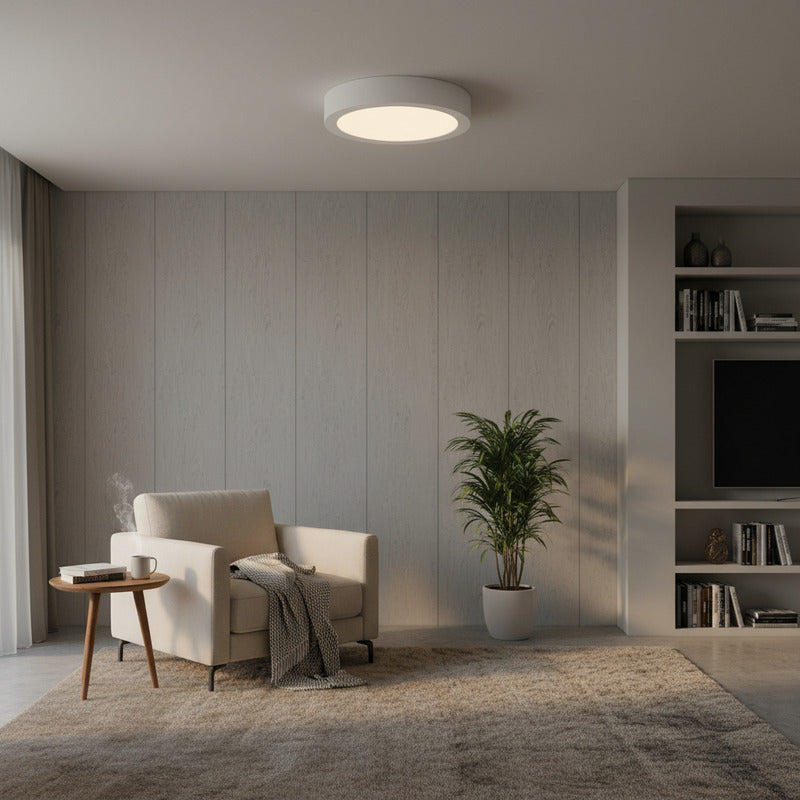 Plafon Con Base Redondo Circular 12w Luz Fria Blanco Frío