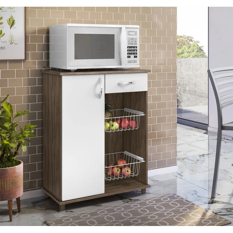 Mueble Frutero Organizador Cocina Porta Microondas Exahome Nogal