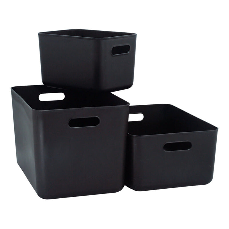 Cajas Organizadoras Paris Tapa De Madera Exahome X 3 Cajas