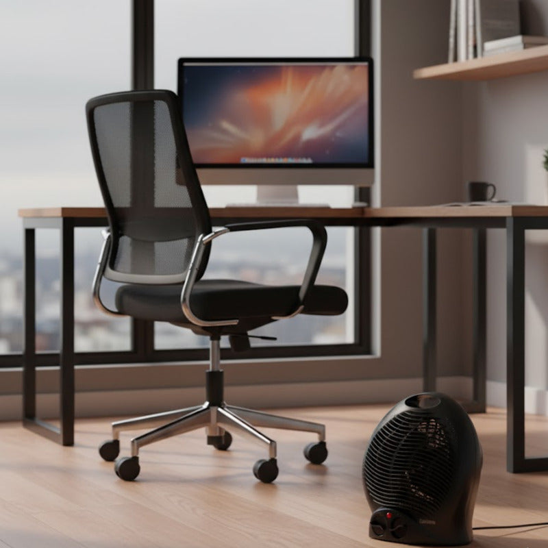 Combo 2 Calefactor + Caloventor Electrico Estufa Exahome Negro