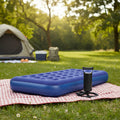 Colchon Inflable 1 Plaza Con Inflador Exahome Incluye Parche Azul