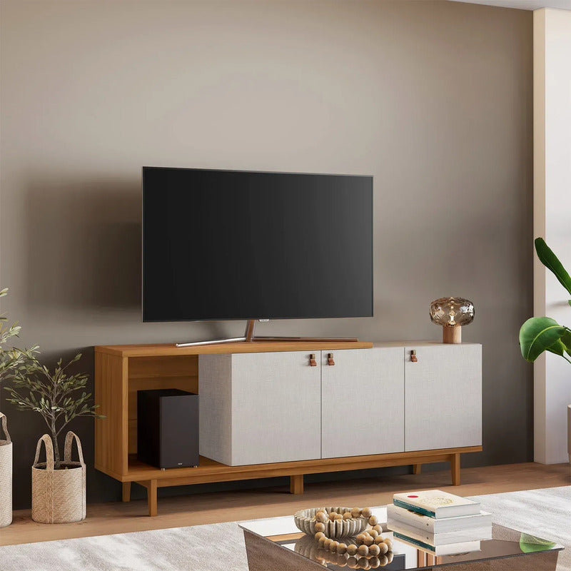 Rack Tv Panel Exahome Exclusivo Mueble Televisión Premium Blanco