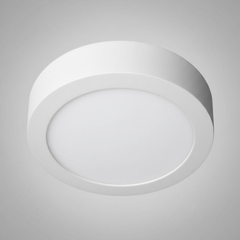 Plafon Redondo Con Base Circular 18w Luz Calida Pack 5u Blanco Cálido