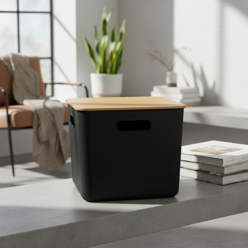 Cajas Organizadoras Paris Tapa De Madera Exahome X 3 Cajas