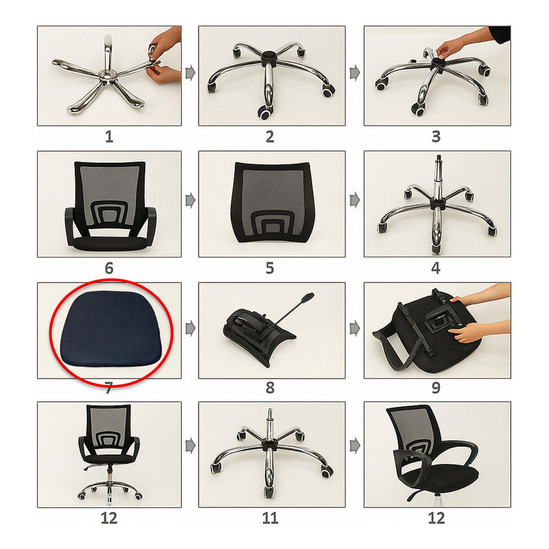 Repuesto Asiento De Silla De Oficina Mesh Tela Oxford Negro Oxford