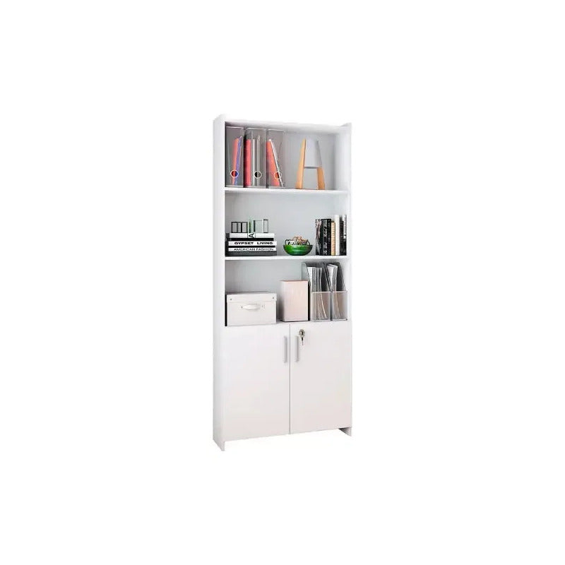 Biblioteca Exahome Biblioteca Con Puertas Color Blanco De Mdp 170cm X 70cm X 31cm Con 2 Estantes