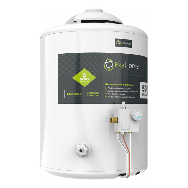 Termotanque Multigas Exahome Ttq 50 Blanco Carga Superior