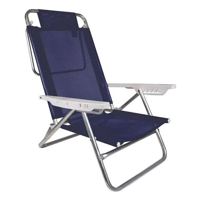 Reposera Premium Exahome De Aluminio Azul Plegable Unica