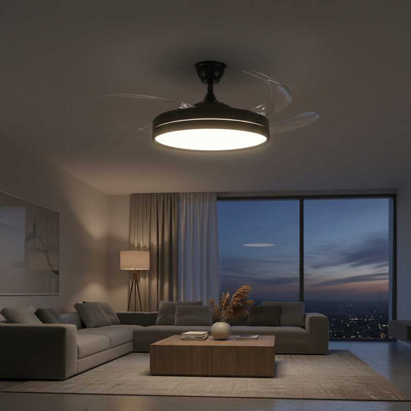 Ventilador De Techo Retráctil Negro C Luz Led Control Remoto 1.06 M 50/60 Negro Acrilico Plástico 4