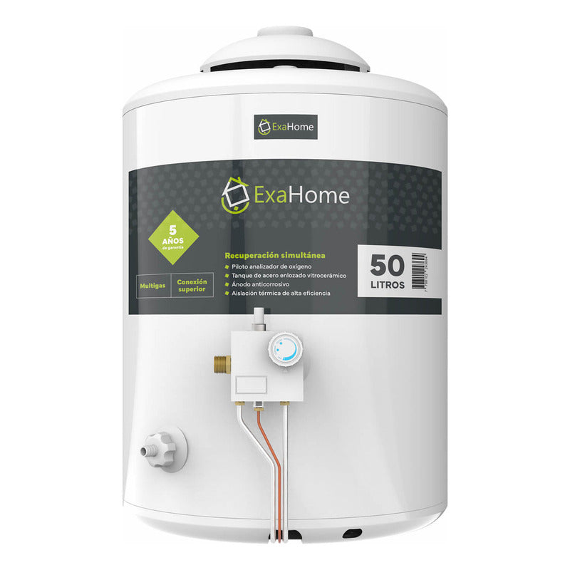 Termotanque Multigas Exahome Ttq 50 Blanco Carga Superior Blanco