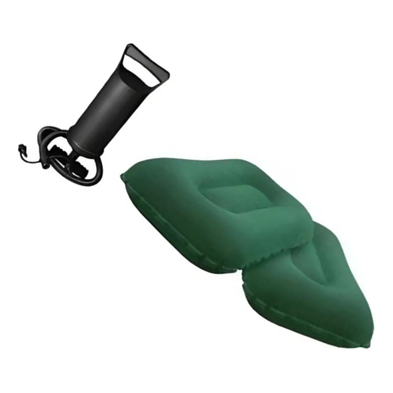 Combo 2 Colchone Inflable D 1 Plaza + 2 Almohadas + Inflador Verde