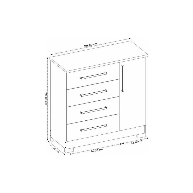 Comoda Cajonera Chifonier Exahome Exclusivo Placard Blanco