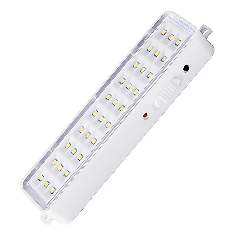 Pack 12 Unid Luz Emergencia Litio 30 Led Recargable Slim Blanco