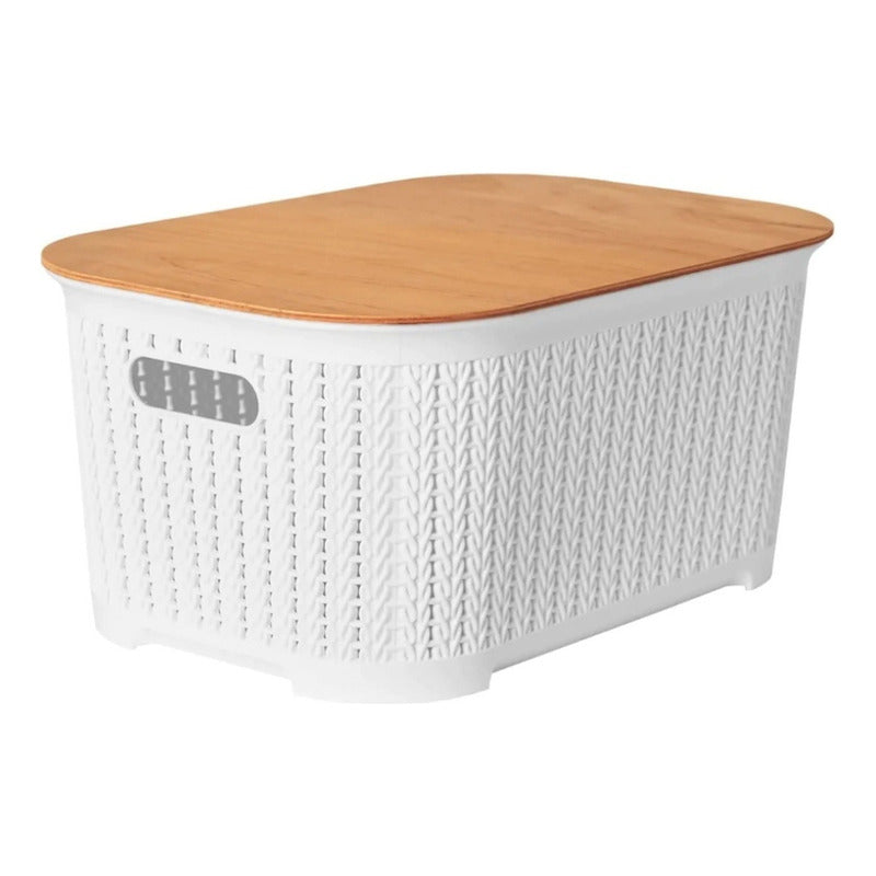 Caja Organizador Canasto Rattan Ex Tienda Oficial Blanco